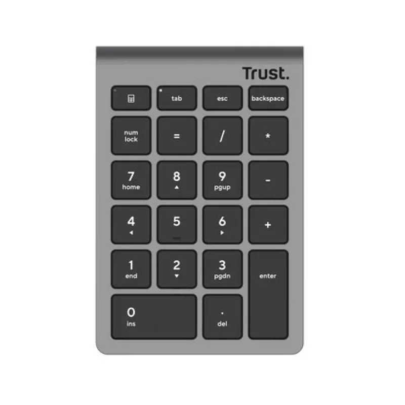 Numbriklaviatuur TRUST Xalas 22-klahviga RF-juhtmevaba käärikklahvlüliti sülearvutile/PC-le, hõbedane, 94 g