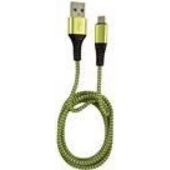 LC-POWER kaabel USB-Micro-1M-7 1m must/roheline, USB A Micro-USB-le (LC-C-USB-MICRO-1M-7)