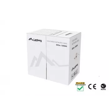 Võrgukaabel LANBERG LCU5-12CU-0305-S U/UTP Cat5e 305 m, 24 AWG, hall, PVC-ümbris