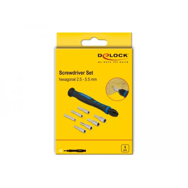 Kruvikeerajate komplekt DeLOCK 90551 8-osaline väline kuuskant õõnesvõll 2,5–5,5 mm