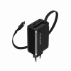 Laadija CANYON OnCharge 65RC sisseehitatud USB-C kaabliga, 65 W, 1x PD, 1x QC, EL-pistik, must