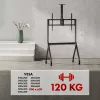 TV-alus MACLEAN MC-114 B kaasaskantav põrandaalus 55–100 tolli ekraanidele, max koormus 120 kg, VESA 200x200–900x600, kõrgus 115–152 cm, must, riiul