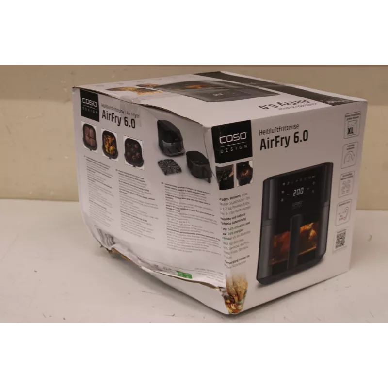 Caso Designer Air Fryer AirFry 6.0, mahutavus 6 L, must | Caso Designer Air Fryer | AirFry 6.0 | võimsus 1700 W | mahutavus 6 L | must | KAHJUSTATUD PAKEND, VÄIKE MÕLK KÜLJEL