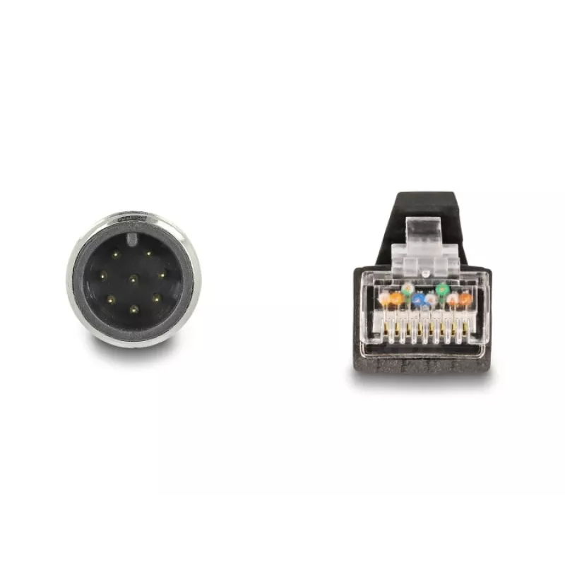 Võrgukaabel DeLOCK M12-kaabel A-kodeeritud 8 kontaktiga isane RJ45 isasele PUR (TPU) 1 m