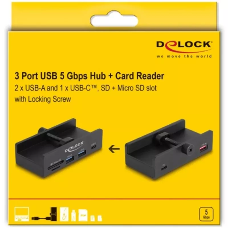 DeLOCK 64263 USB-jaotur Type-A 5000 Mbit/s Must
