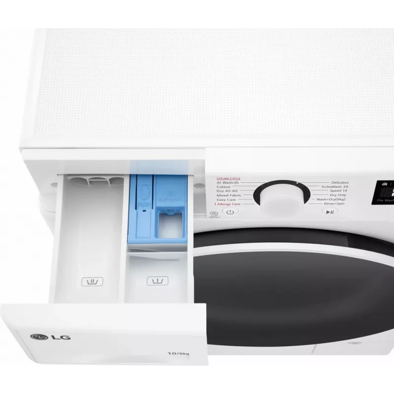 LG F4DR510S0W pesumasin-kuivati 10 kg 1400 p/min valge