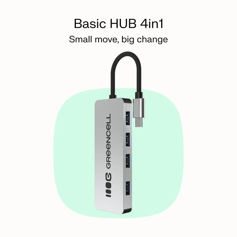 USB-jaotur roheline Cell HUB-GC-C4A — 4-pordiline USB-C 3.0 jaotur