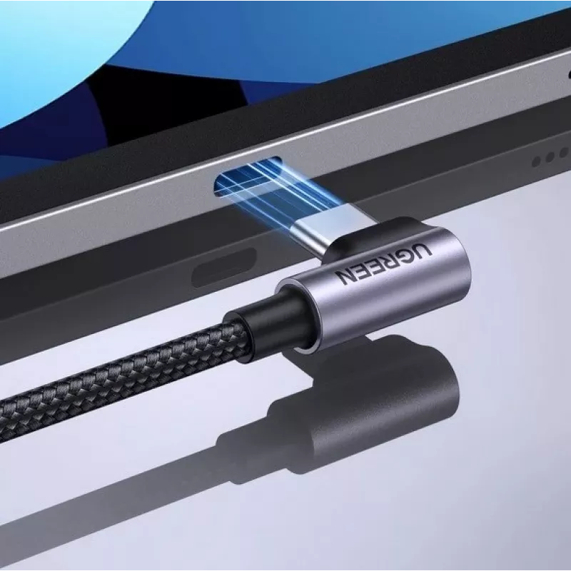 Ugreen USB-C (sirge) / USB-C (nurgeline) PD QC 60W 3A 0.5m US255 (hall)