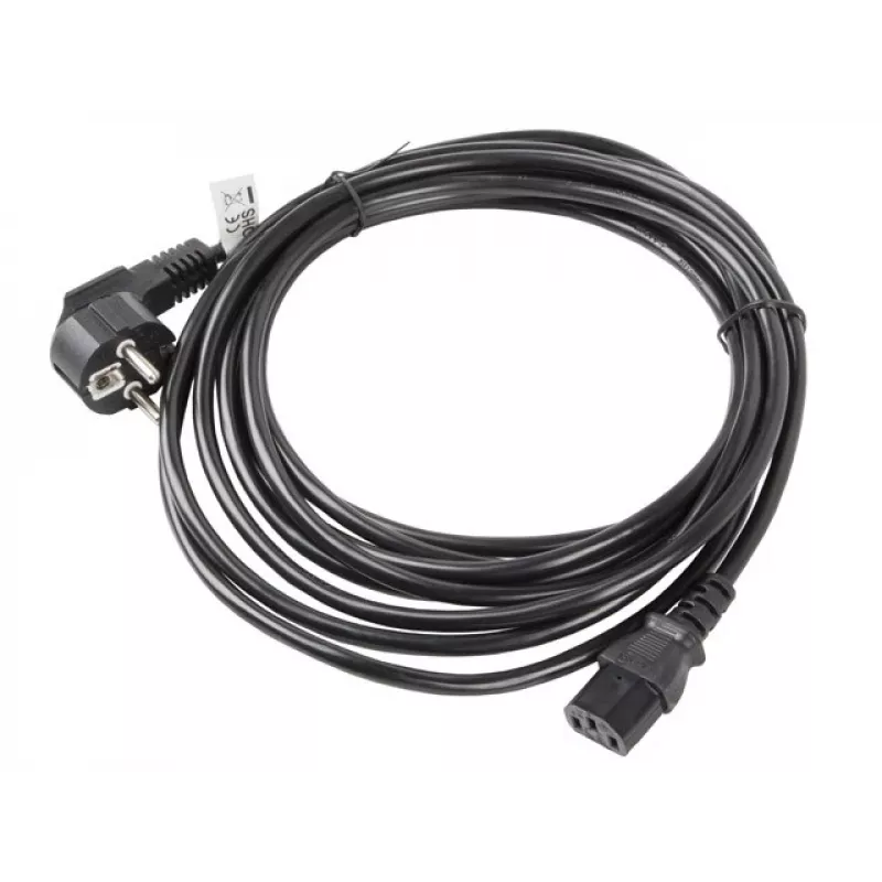 Toitekaabel LANBERG CA-C13C-11CC-0050-BK — 5 m, C13 ühendus CEE7/7 pistikule, nurgeline C13