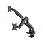 Manhattan Dual Desk Mount for TV & Monitors (Full Motion Gas Spring) with built-in Dock, For screens to 27 inch, Ports (x7): Ethernet,HDMI (x2),USB-A (x3) and USB-C,Power Delivery (100W) to USB-C Port (Separate USB-C wall charger/kaabel needed),VESA: 75x75 and 100x100mm