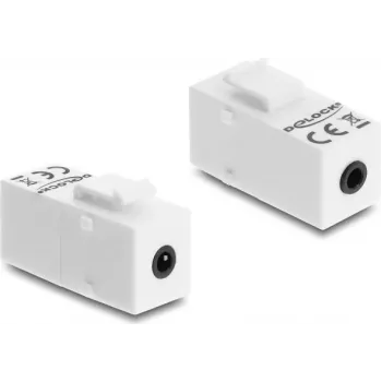 DELOCK Keystone-moodul, stereopesa emane 3,5 mm 4-kontaktiline stereopesa emane 3,5 mm 4-kontaktiline valge