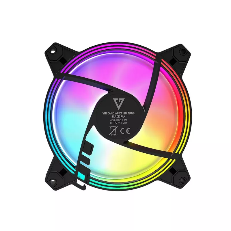 120 mm korpuse ventilaator MODECOM VOLCANO APEX 120 ARGB must