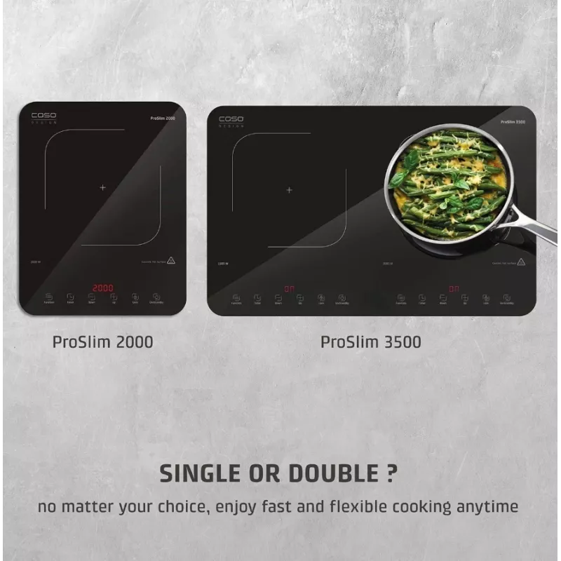 Caso ProSlim 2000 2236 Mobile single induction hob, Glass, Sensor-touch, Must