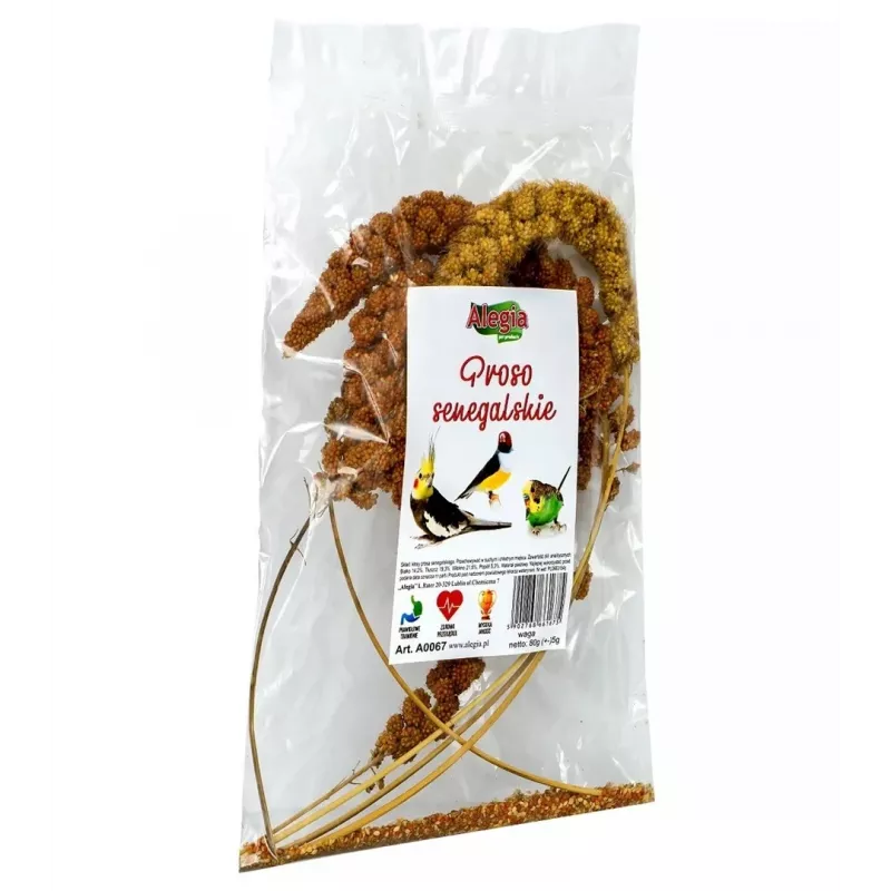 Maiuspala lindudele ja närilistele Alegia Senegalese hirsisegu, teraviljamaitsega, 80 g kott