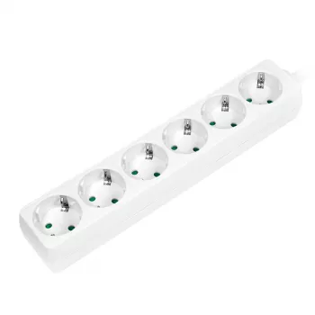 Pikendusjuhe LogiLink LPS238 1,5 m 6 vahelduvvoolupistikupesa siseruumidesse valge