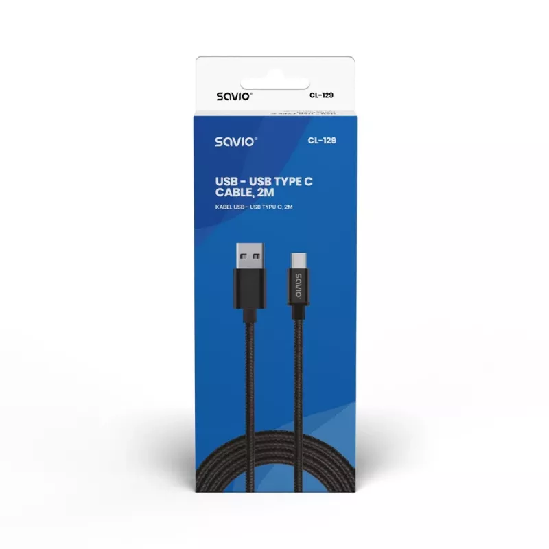 Savio CL-129 USB-kaabel 2 m USB 2.0 USB A USB C Must