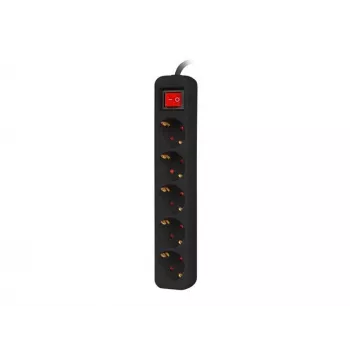 Pikendusjuhe Lanberg PS1-05F-0300-BK 3m 5 vahelduvvoolu pistikupesa Siseruumides Must