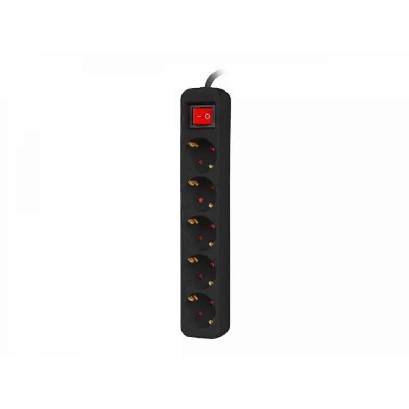Pikendusjuhe Lanberg PS1-05F-0300-BK 3m 5 vahelduvvoolu pistikupesa Siseruumides Must
