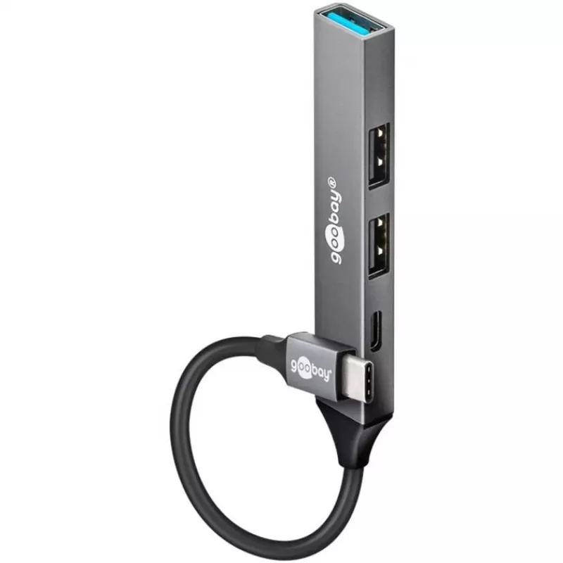 Goobay Slim 4-Port USB-Hub, USB-C™ USB-C™/USB-A, USB 3.2 (74459)