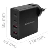 Qoltec GaN POWER PRO Laadija | 2xUSB-C | 2xUSB | 130W | 5-20V | 1.5-5A | XP | Must
