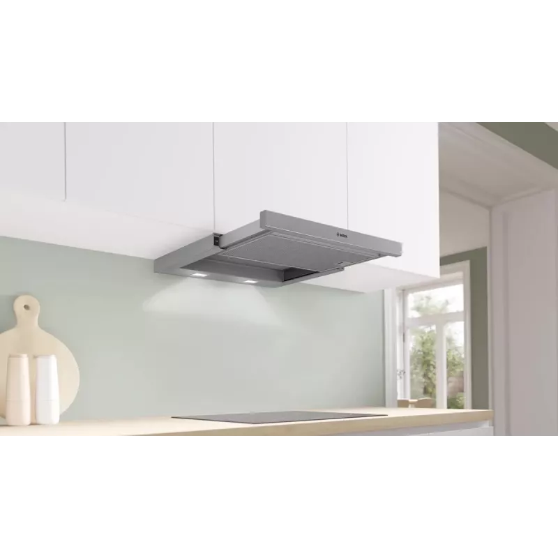 Bosch Serie 2 DFM064W55 õhupuhasti Poolsisseehitatud (väljatõmmatav) Metallik, Hõbedane 394 m³/h
