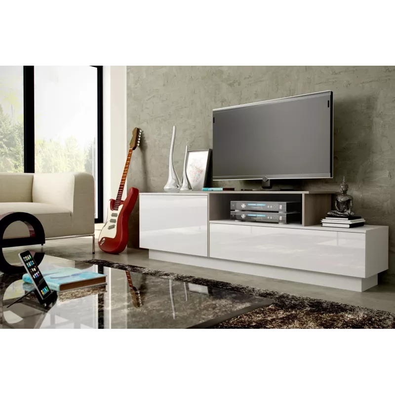 Cama TV-kapp SIGMA 3 180 valge/valge läikiv + sonoma tamm