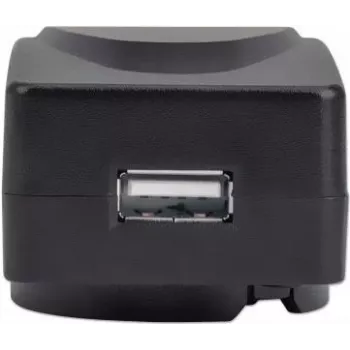 Manhattan võrgutoitel USB-A mobiilseadme laadija Ühendkuningriigi/EL/USA adapteritega, nutitelefoni laadija, vahetatav võrguadapter, kolmeaastane garantii, must