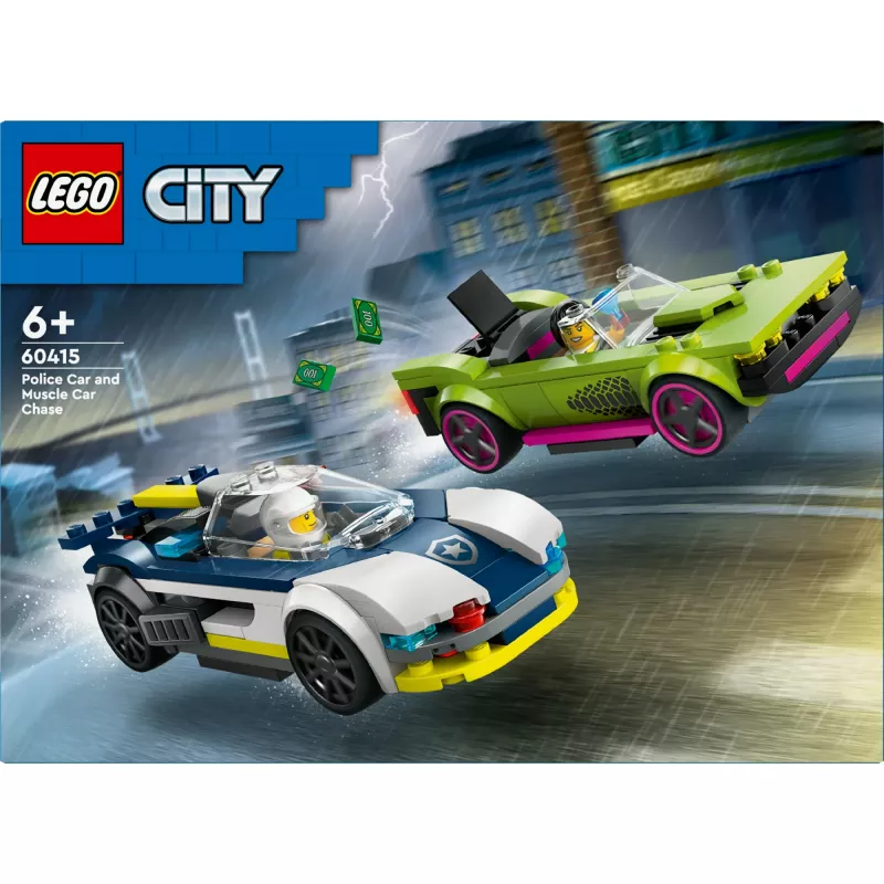 LEGO City mängukomplekt 60415 Politseiauto ja muskelauto tagaajamine — 213 tükki, 2 minifiguuri, vanusele 6+