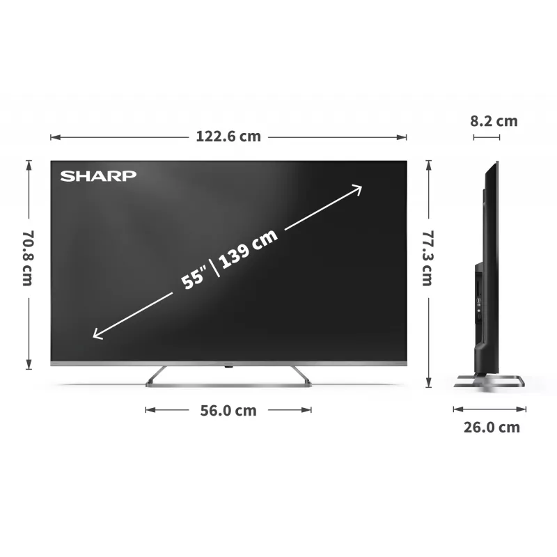Sharp 4K Ultra HD QLED MiniLED televiisor | 55JP7265E | 55 | Google TV | UHD
