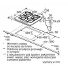 Sisseehitatud gaasipliit Bosch PPP6A2I40, 4 tsooni, malmist restid, must, 590×520×54 mm, pöördnupu juhtimine