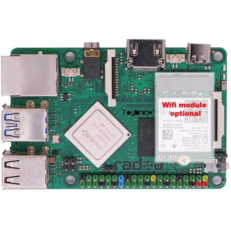 Üheplaadiarvuti ALLNET Radxa Rock 3A 2GB RK3568 Quad-core Cortex-A55 2GHz