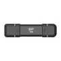 USB-mälupulk Silicon Power DS72 1 TB, USB 3.2 Gen 2 Type-A / USB-C, alumiinium-kummist korpus, must