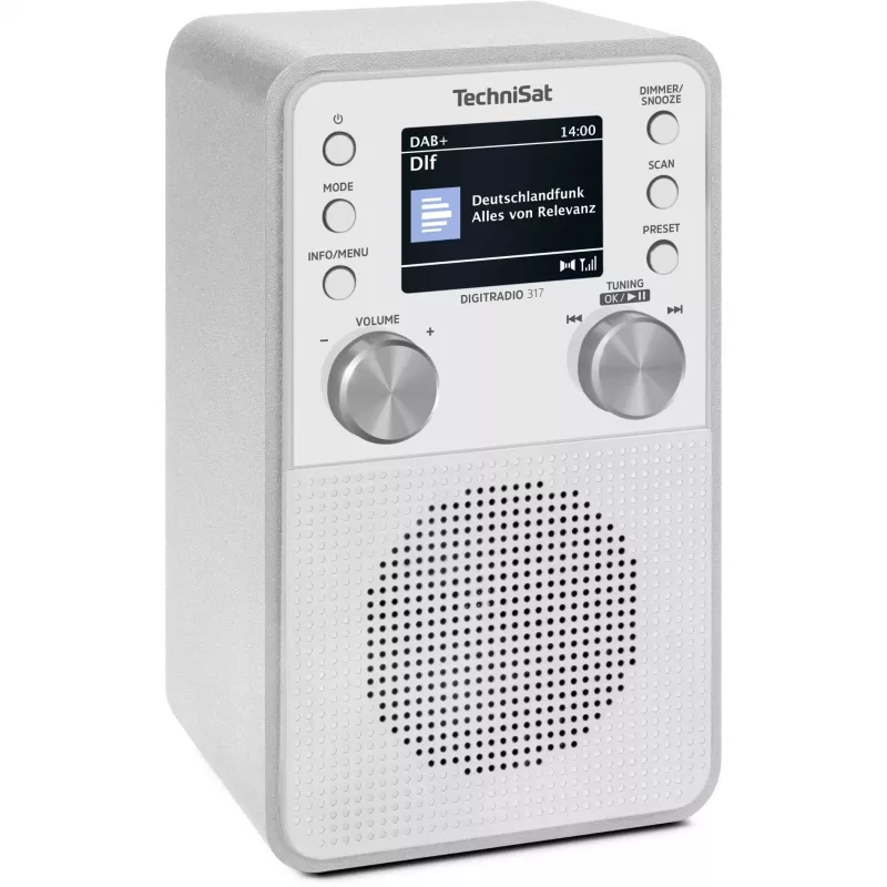 Digiraadio TECHNISAT DigitRadio 317 Valge — FM- ja DAB+-vastuvõtt, kompaktne lauaraadio disain