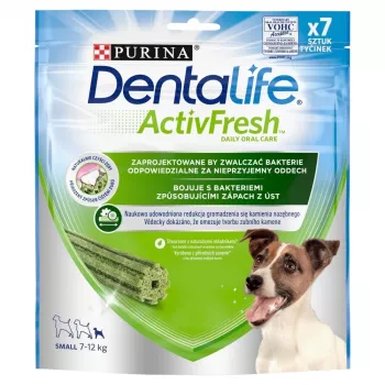 Hambaravi suupiste Purina Nestle Dentalife Active Fresh Small 115 g — hambaravi maius täiskasvanud väikest tõugu koertele (linnuliha), hambakivi ennetamine