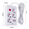 Pikendusjuhe MACLEAN MCE392 W — 4 F-pesa, 3×USB A, 110–240V, 2,1A max, 2500W, 1,5 m kaabel, valge