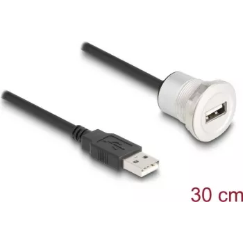 USB-kaabel DeLOCK 88181 USB 2.0 0,3 m USB A must hõbedane