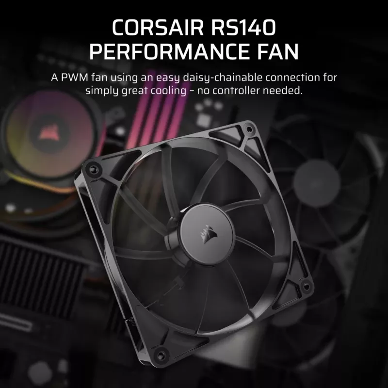 Ventilaator Corsair RS140 14 cm Must 330-1700 p/min 0,11-3,46 mmH2O