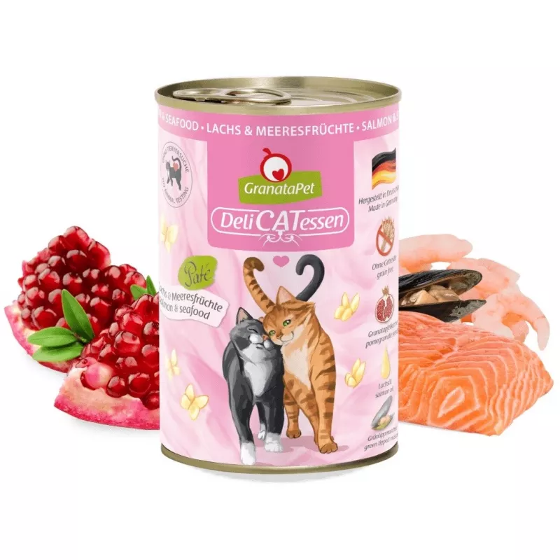 Märg kassitoit Fox4Pets GranataPet DeliCATessen lõhe ja mereannid 400 g — teraviljavaba, täisväärtuslik täiskasvanute toit
