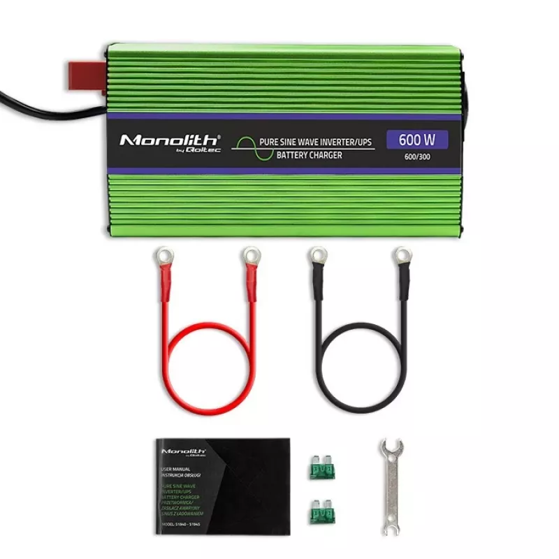 Autoinverter Qoltec Monolith 600 W roheline 12 V