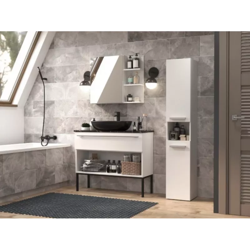 Vannitoa hoiusüsteem top e shop NEL I BIEL, eraldiseisev, 5 riiuliga, 310×300×1740 mm, valge