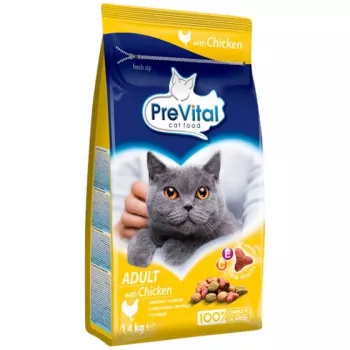 Kuiv kassitoit PREVITAL Adult kana 1,4 kg — 30% valku, 12% rasva, 7% tuhka