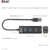 USB jaotur CLUB3D USB 3.2 Gen1 Type-A 3 pordiga ja Gigabit Ethernetiga