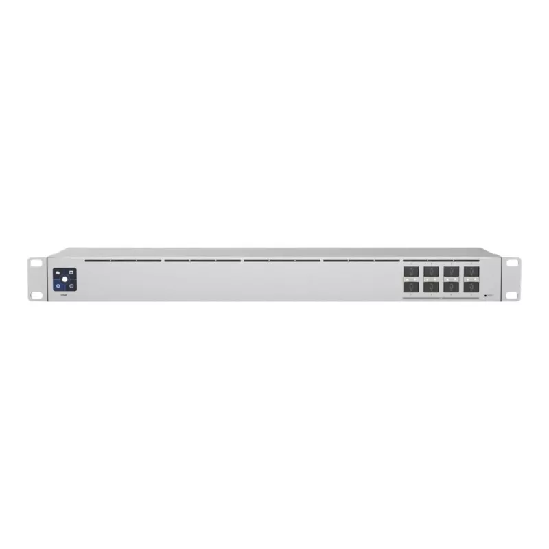 Hallatav L2 võrgulüliti UBIQUITI USW-Aggregation — 8 SFP+ pesa, 10G tugi, ventilaatorita, 1U riiulisse, hõbedane