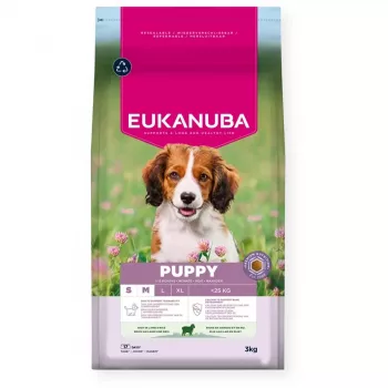 Kuiv koeratoit EUKANUBA Puppy & Junior Small/Medium Lamb & Rice 3 kg — täisväärtuslik sööt noortele väikest/keskmist tõugu koertele