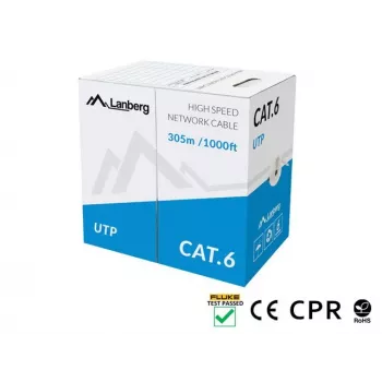 LANBERG võrgukaabel Cat6 U/UTP LCU6-11CU-0305-S, 305 m, 23 AWG, hall, HDPE-kest