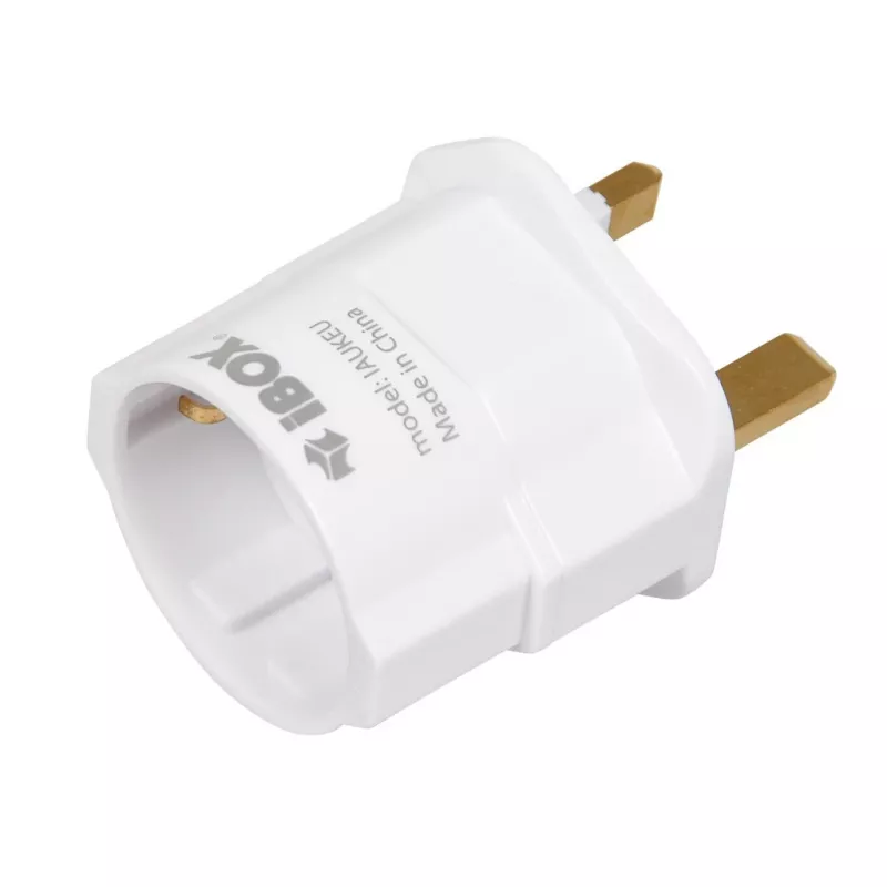 Toiteadapter IBOX iaukeu vahetatavate UK (tüüp G) ja EL-i (tüüp E) pistikutega, 100–240V 50/60Hz, 7,5 A, valge