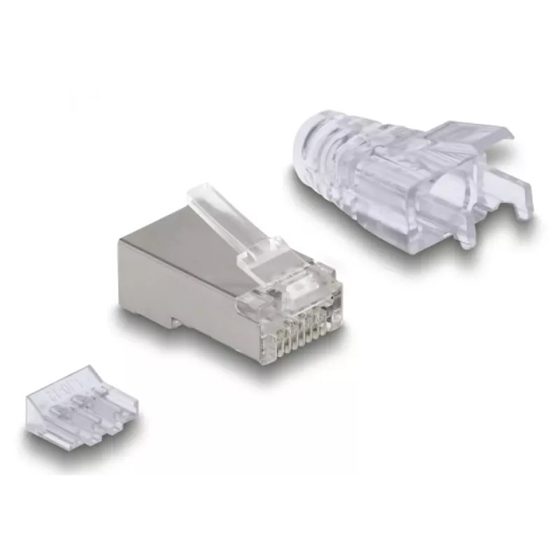 DeLOCK 67177 RJ45 juhtmepistik, hõbedane, läbipaistev, isane, 50 tk