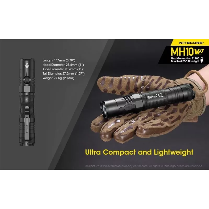 Käeshoitav taskulamp Nitecore MH10 V2 Must