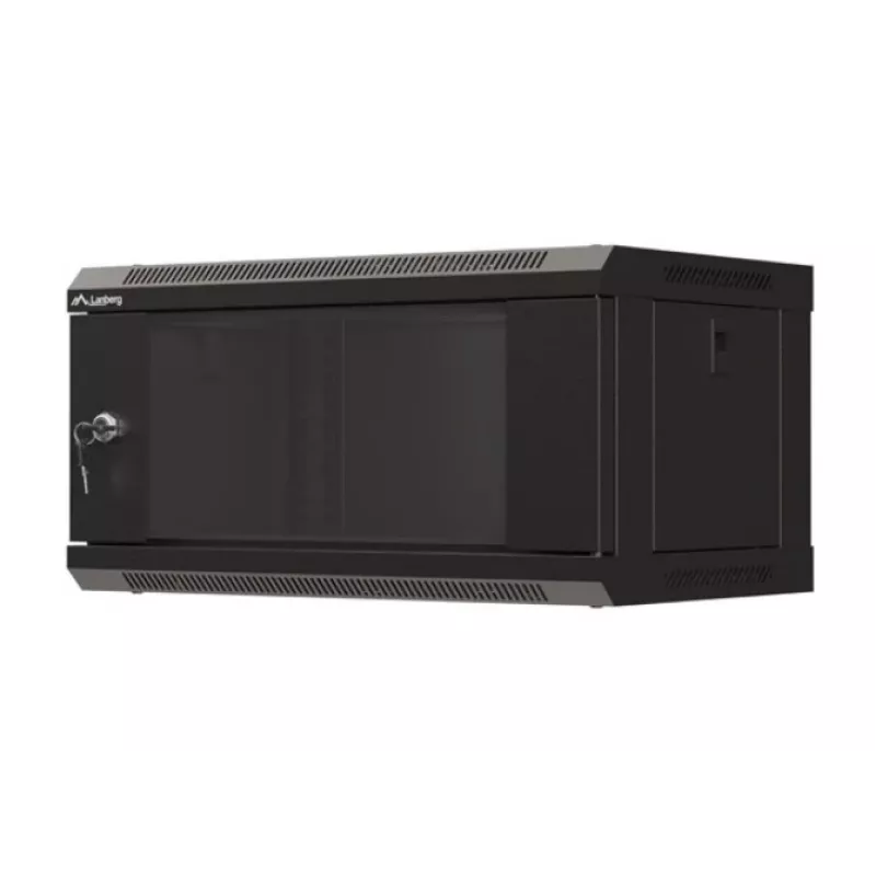 Seinale paigaldatav rack-kapp LANBERG WF03-5304-10B 19 tolli 4U must, klaasuks