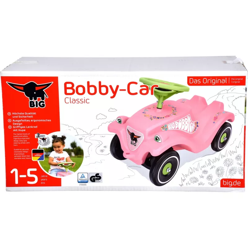 Bobby-Car-Classic Flower, tõukerattur roosa/heleroheline